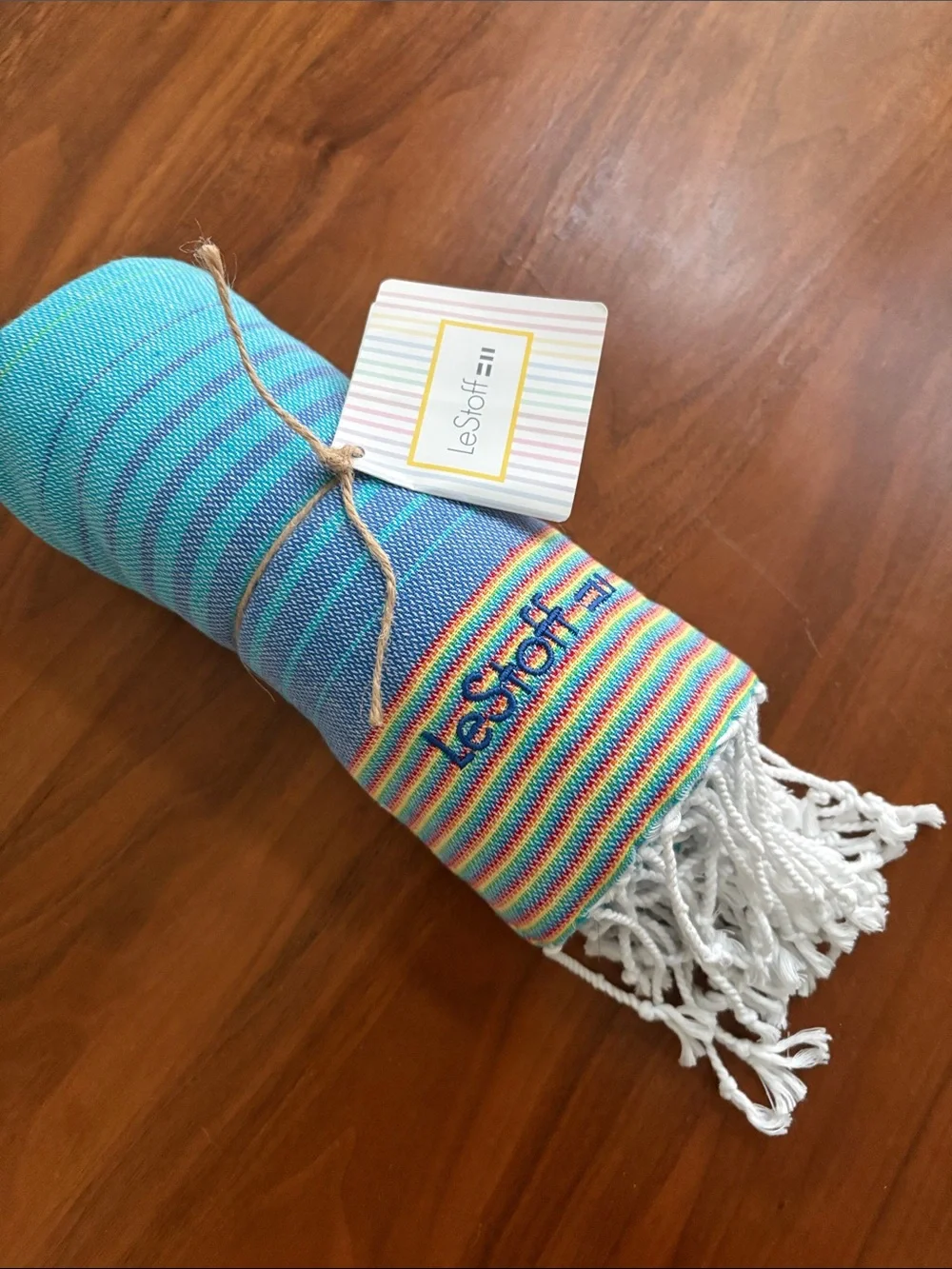 NEW! LeStoff Organic Cotton Hammam Towel Multicolor Rainbow Beach Pool NEW